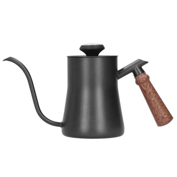Kaffekande 650 ml rustfrit stål lang smal tud kaffemaskine med termometer Sort