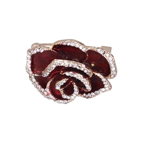 Brosch Pin Camellia Form Elegant Utsökt Strass utsmyckad Brosch för kvinnor Kläder Siden Halsduk Dekoration PresentRöd