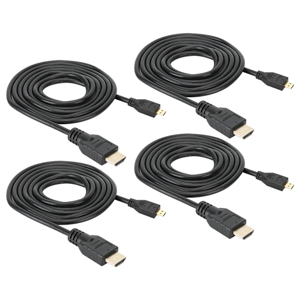 4 stk. Micro HDMI til HDMI Kabel 1,5 Meter HD Videoledning Passer til Raspberry Pi 4B