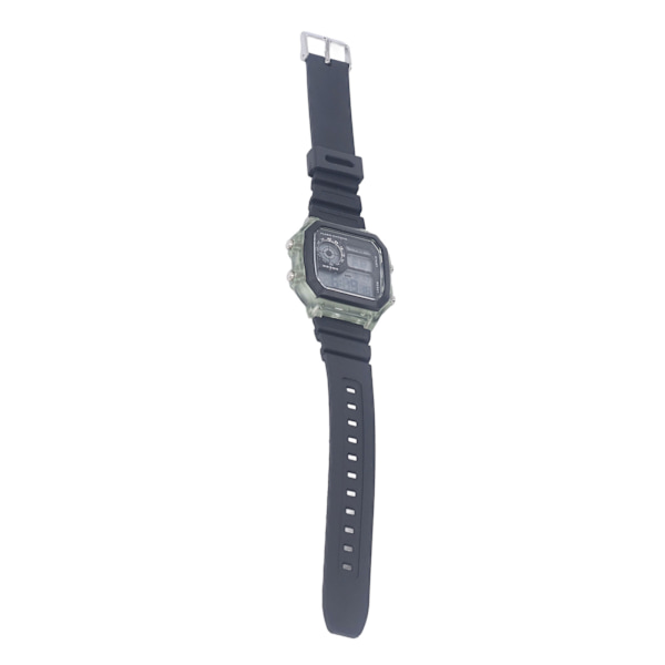 Elektronisk sportsur 12/24 timer vandtæt digitalt armbåndsur med lysende alarmfunktion Transparent grøn