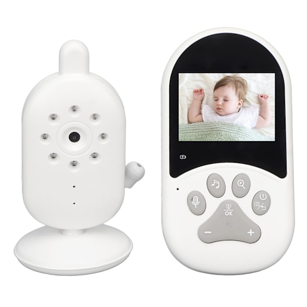 Video Baby Monitor med kamera 2,4 tommer 2-vejs stemmeintercom Infrarød nattesyn WiFi Babyovervågningsenhed 100‑240V EU-stik