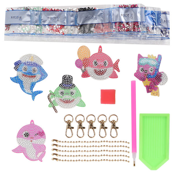 5 kpl Avaimenperä Timanttimaalaus Merieläimet Kuvio DIY 5D Hartsi Avaimenperä Matkatavaroiden Ripustus