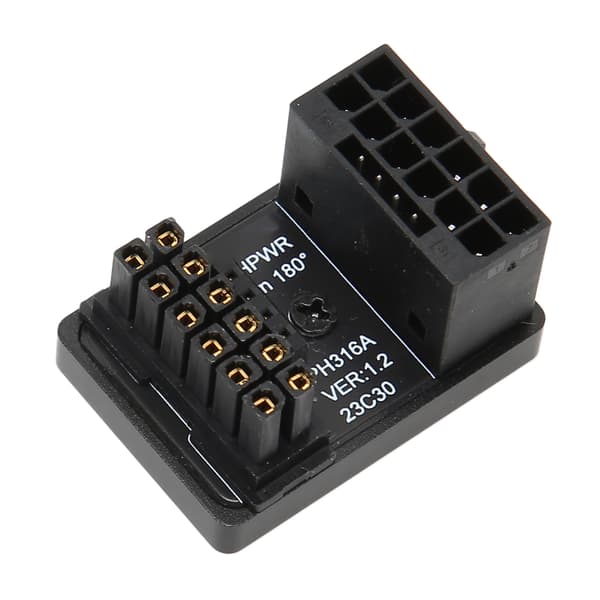 GPU PCIe-stik 600W 12V HPWR 16P til 16P Han til Hun 180 Grader GPU Strømadapterkort til Stationær Computer PH316 Sort