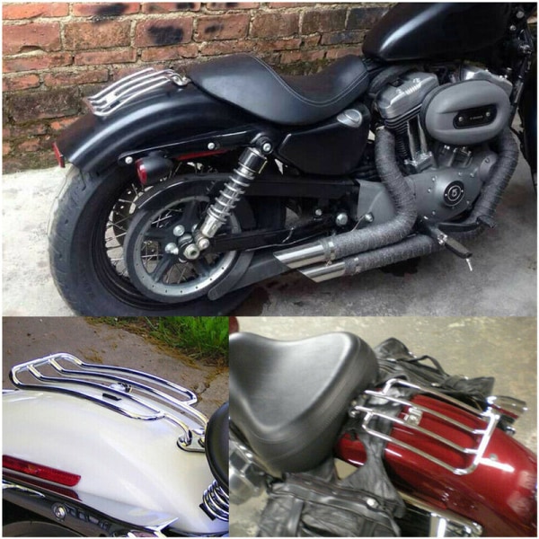 Motorcykel bakre bagagehylla bakre hylla Gäller för Davidson XL883/1200 X48 motorcykel, modell: Silver 17