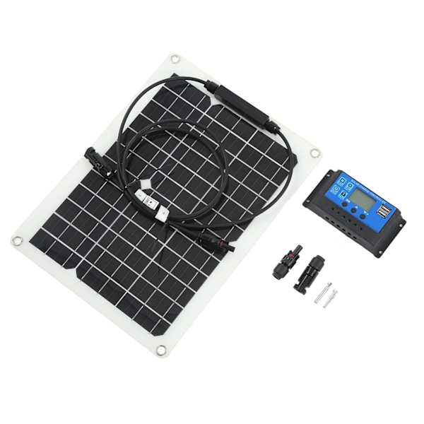 Solcelle Batterilader til Bil 30W 18V Monokrystallinsk Silicium Solpanel Controller Kit til Udendørs Yacht Båd