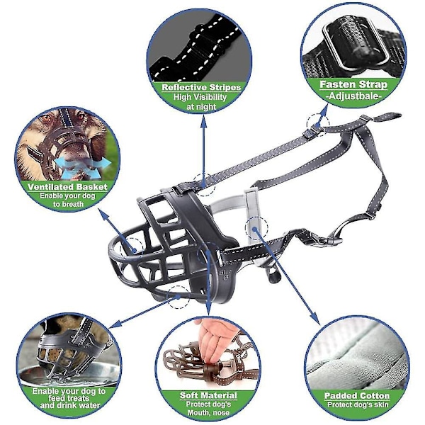 Silikon Andningsbar Hundmunstycke för Små Medelstora Stora Hundar - Storlek 3, Svart