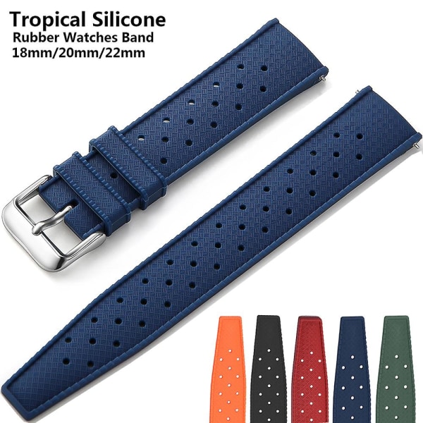 Lämplig för ny tropisk gummirem för Oris Seiko Citizen klockarmband 18 mm 20 mm 22 mm tropisk silikonrem
