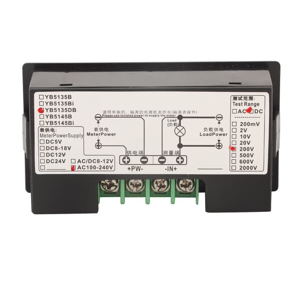 YB5135DB DC Digital Voltmeter LCD Display Spændingsmåler AC100-240V Strømforsyning DC 0-200V