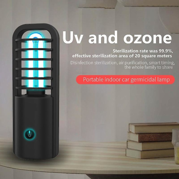 Bærbar Usb Genopladelig UV Sterilisator Light Uvc Sanitizer Black