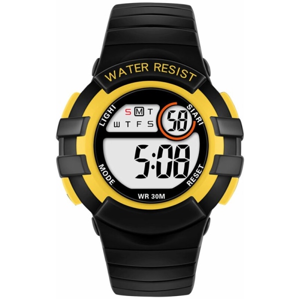 Värikäs lasten watch opiskelija elektroninen watch putoamisen estävä valaiseva vedenpitävä watch, malli: musta ja keltainen