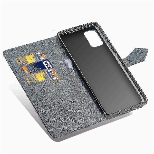 Samsung Galaxy A51 4g Case Nahkainen Lompakon Cover Kohokuvioitu Mandala Magneettinen Flip Protection Iskunkestävä - Sininen