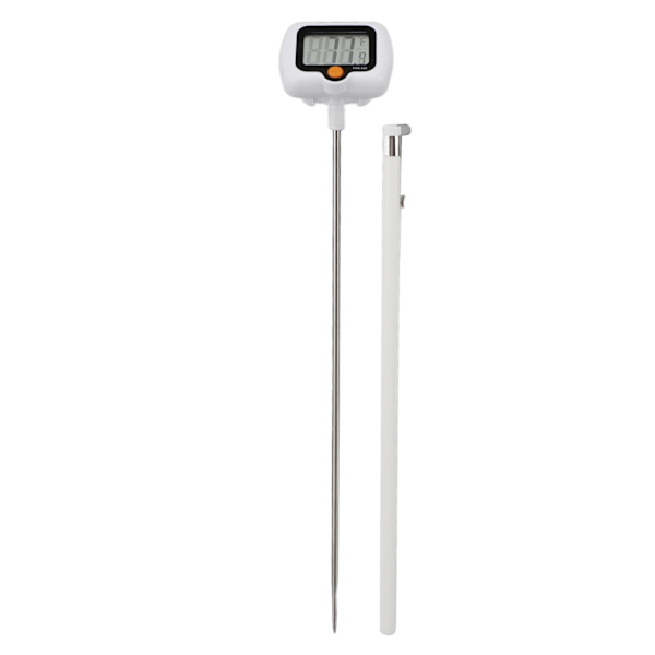 Digitalt godtermometer med gryteklemme Oljetermometer i rustfritt stål med 180 graders roterende sonde for grilling Fritering BBQ Matlaging Hvit
