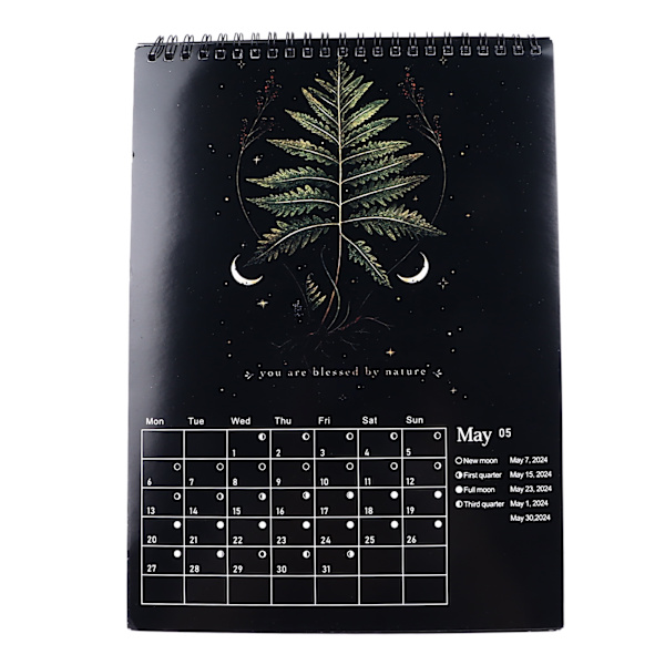 2024 Lunar Calendar Dark Forest Coated Paper Rich Elements Vibrerande färger Månkalender med snodd för Family Office
