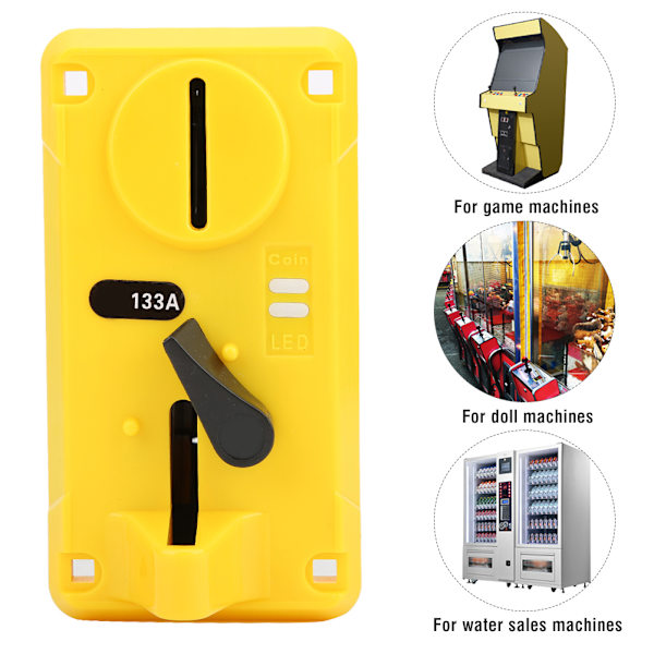 Jämförande myntväljarlåda Acceptor CPU med LED Light Flip Cover för Game Machine Yellow