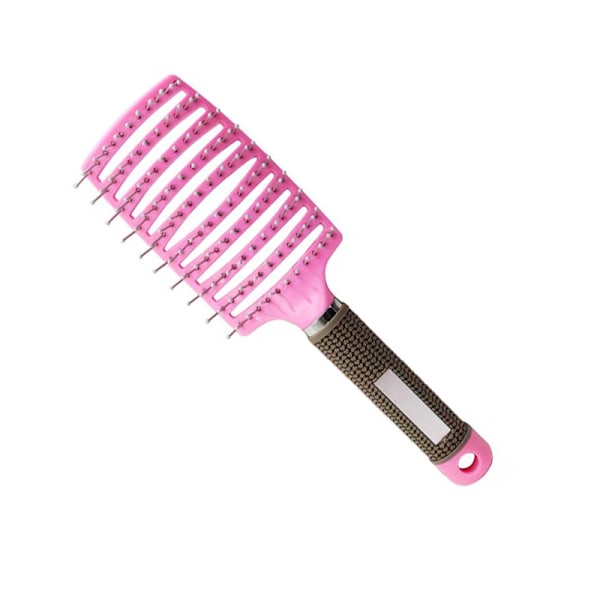 Radventilerad hårborste med kultippad borste Böjd ventilerad detangling Massage Styling Hårkam för män och kvinnor Rosa