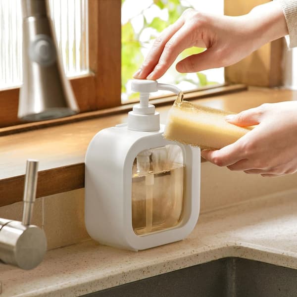 2-pak sæbedispenser, 300 ml tom pumpeflaske, opvaskemiddeldispenser, shampoo- og brusegeldispenser til badeværelse og køkken