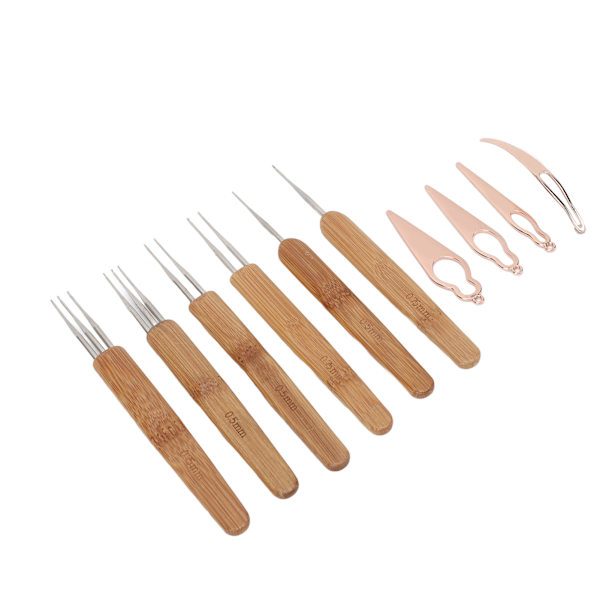 10 st Dreadlocks Verktygsset Legering Bambu Virknål Dreadlocks Nålar Kit för hårstyling Rose Gold