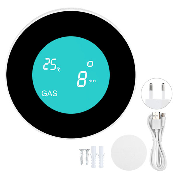 LCD-skærm WIFI Brændbar Gaslækagedetektor Smart Alarm Sensor til Tuya 100-240VEU Stikkontakt