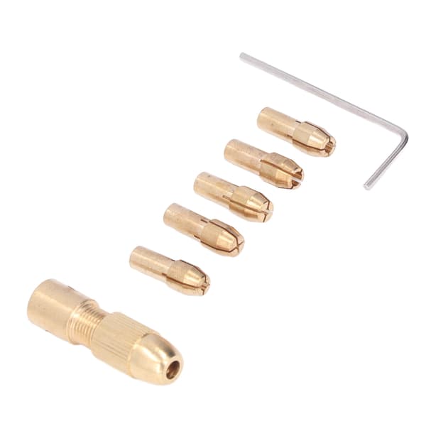 7st/Set Liten Elektrisk Borrchuck Mässing 4 Käftar Mikro Borrchuck Set för Polering Slipning