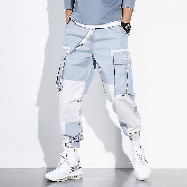 Cargo Harem Joggers Herr Track Pants Streetwear Svart