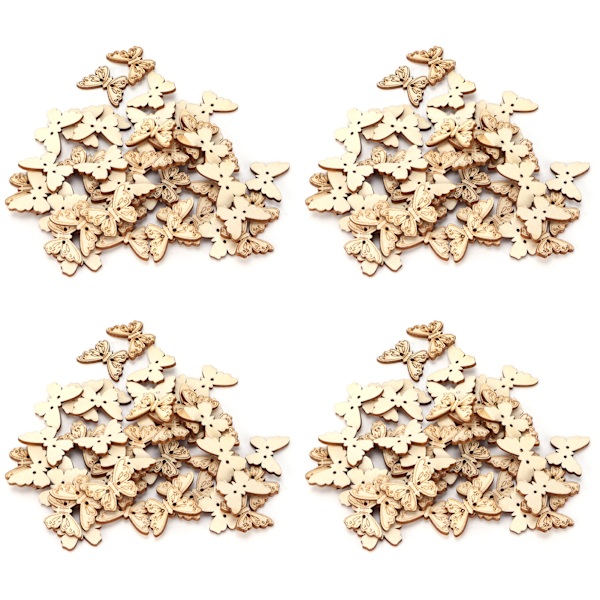 200 stk Butterfly Treknapper Gravering Fargerike Slitesterke Søte DIY-tilbehør for Syarbeid