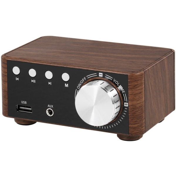Wood Grain HIFI BT 5.0 Class D Digital Power Audio Amplifier 50WX2 Stereo Home Audio Car Marine USB/AUX IN, Model: Cafe 11