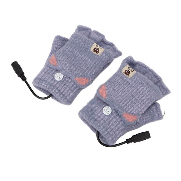 USB Uppvärmda Handskar Vante Herr Dam Vinterstickad Fingerless Hand Warmer Värmehandskar för kontorsarbete Blå