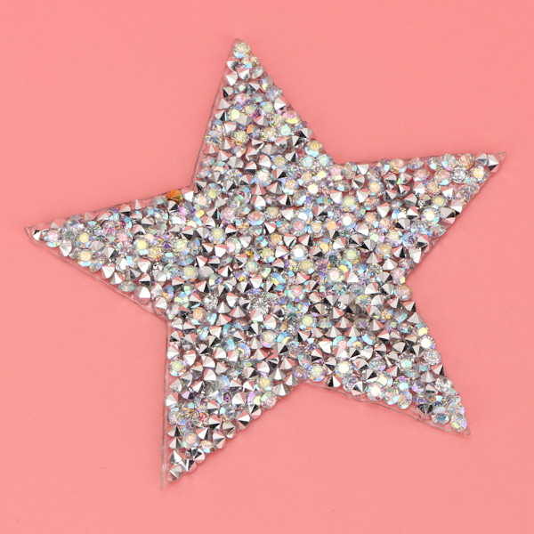 10 st Rhinestone Star Applikation Stryk på kläder Patch för Klänning Skor Väska Hatt (AB Färg)