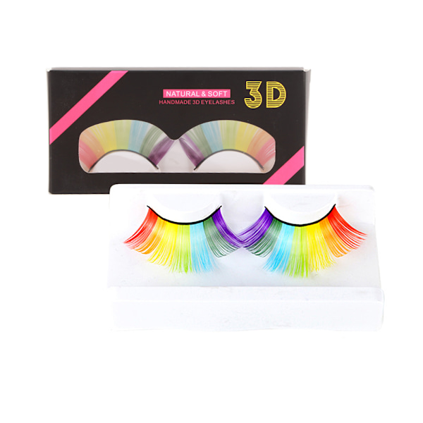 Rainbow lösögonfransar Överdrivna lösögonfransar Extension Party Scen Cosplay tillbehör