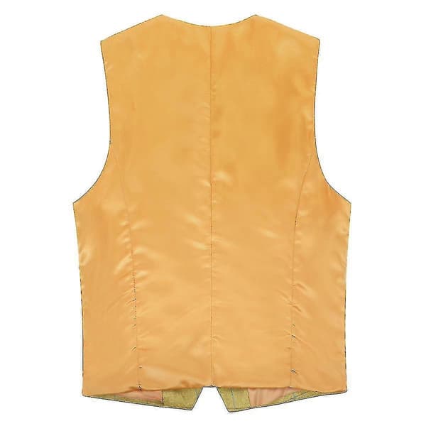 Herr V-ringad rutig väst smal klassisk väst (hji) Yellow 2XL