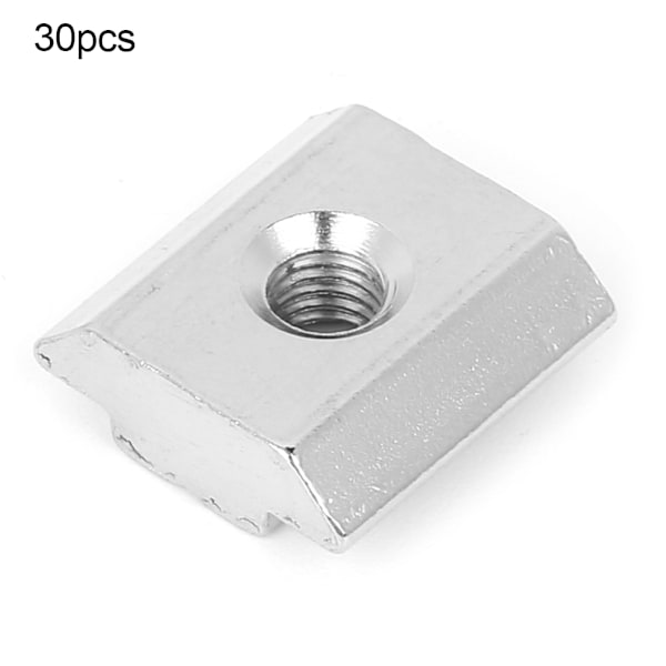 30 stk 30-serien T-spormuttersett Aluminiumprofilgjengede T glidemutterblokkfester (M5)