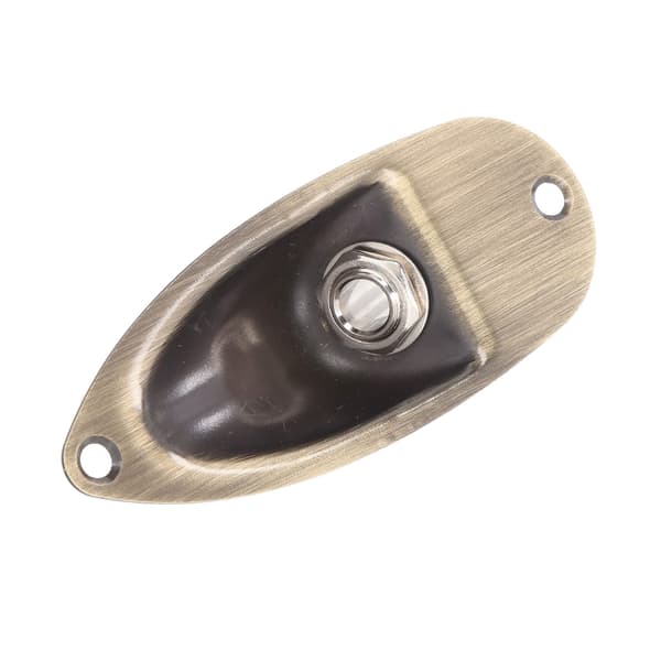 【NX】Guitar Input Output Jack Socket Plate Bådstil Elguitar Udskiftningsdele Bronze Farve 6,35 mm GT47 Beige Plughole