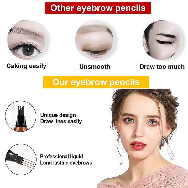 3 stk lysebrune øyenbrynspenner - Vanntette microblading øyenbrynspenner, lange Light Brown