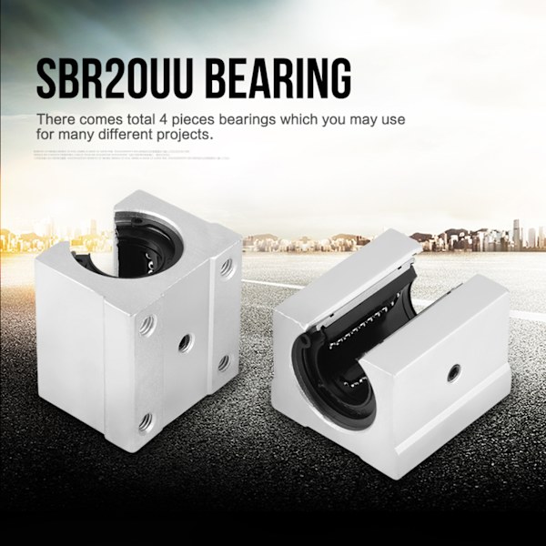4 stk SBR20UU åpne lineære bevegelseslager glideblokker 3D-skriver CNC deler 20*39*11mm