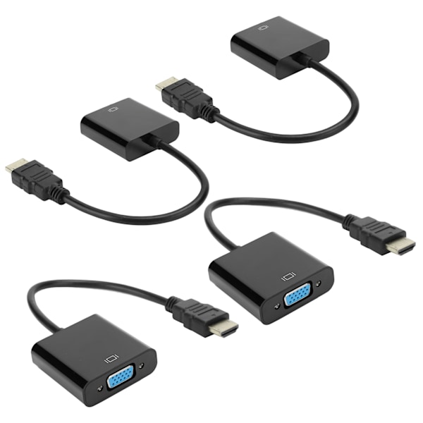 4 stk HDMI til VGA linjeadapterkabel for bærbar PC DVD for PS3/X360 Box 1080P Video HDTV