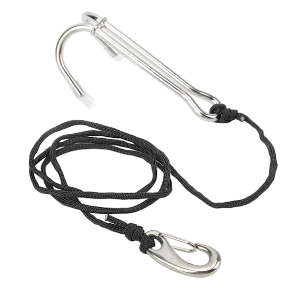 Dykkekroker i rustfritt stål Dobbel revkrok med spiralflettet lanyard for undervannsaktiviteter Dykkere Sikkerhet Svart