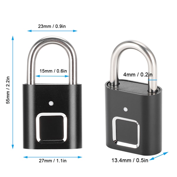 Bærbar USB-lås Tyverisikker fingeravtrykk Nøkkelfri sikkerhetshengelås for bagasjeoppbevaringsboks