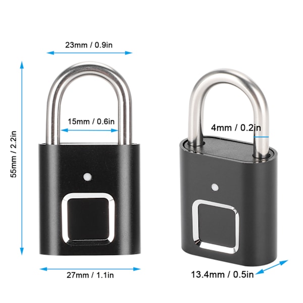 Bærbar USB-lås Tyverisikring Fingeraftryk Nøgleløs Sikkerhedslås til Bagageopbevaringsboks