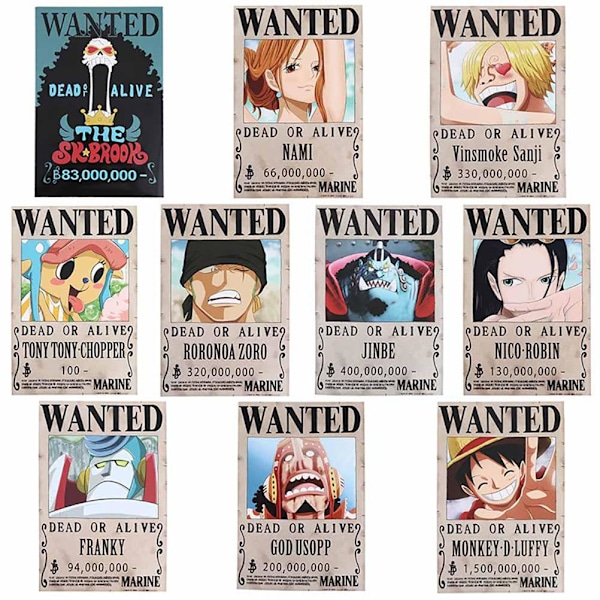 28,5*19,5 CM Anime Wanted Belønningsplakater Hjemmedekorasjon Veggklistremerke Papiraffiche Henger for Vegg og Dør