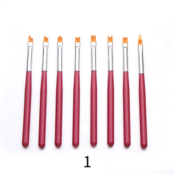 8 stk Nail Art Brush Nail Painting Brush Set Gel Diy Tegning pink