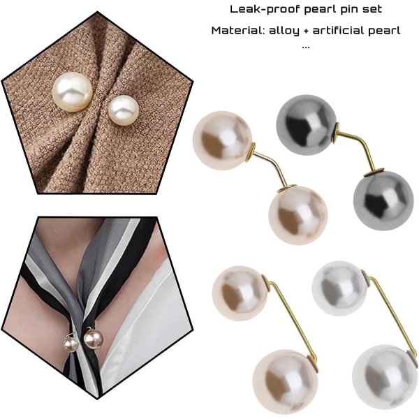 12 st Faux Pearl broschnål Anti-exponering halslinning säkerhetsnålsklämma för sjal kofta tröja Scarf mössa