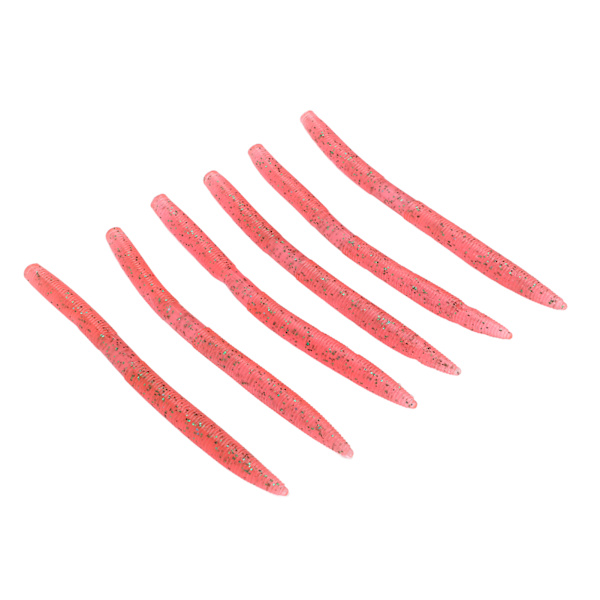 6 stk./sæt Fiskemadorm Fiskemad Fiskebidresistent PVC Blød Madorm Jordorm Kunstig Mad Pink