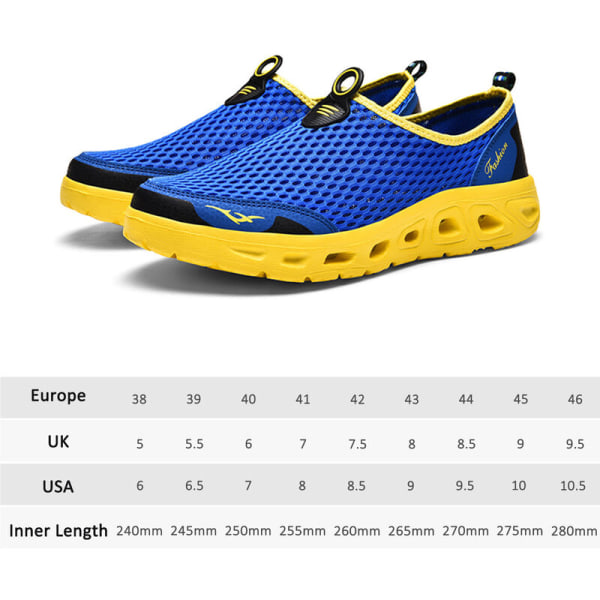 Hurtigtørkende trekkingsko for menn, lette sportssko for strandkajakk, modell: blå og gul 44