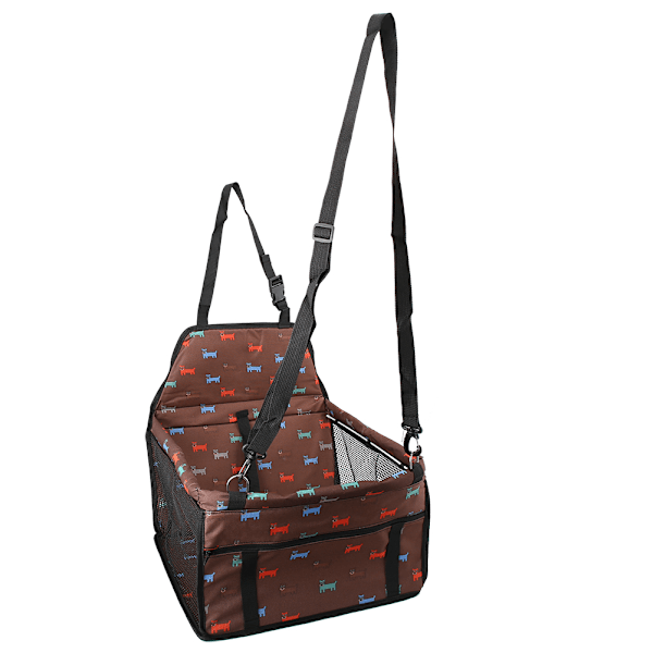 Oxford Cloth Pet Hund Katt Bil Framsäte Halkfri matta Korg Pet Safety Carrier (kaffe)