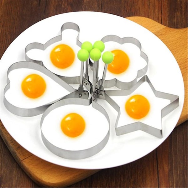 5 stykke kjøkken Creative Love Rustfritt stål Egg Omelett Modell Posjert Egg Kvern Kjærlighet Hjerte Type Kreativ Egg Omelett Form