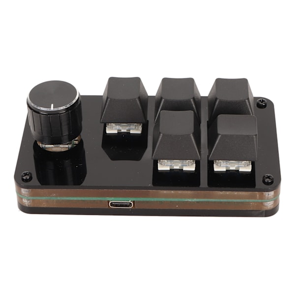 Programmerbar knappsats med 5 taster og 1 ratt Blå bryter Mekanisk Hot Swappable kablet USB-minitastatur for Media Games Office