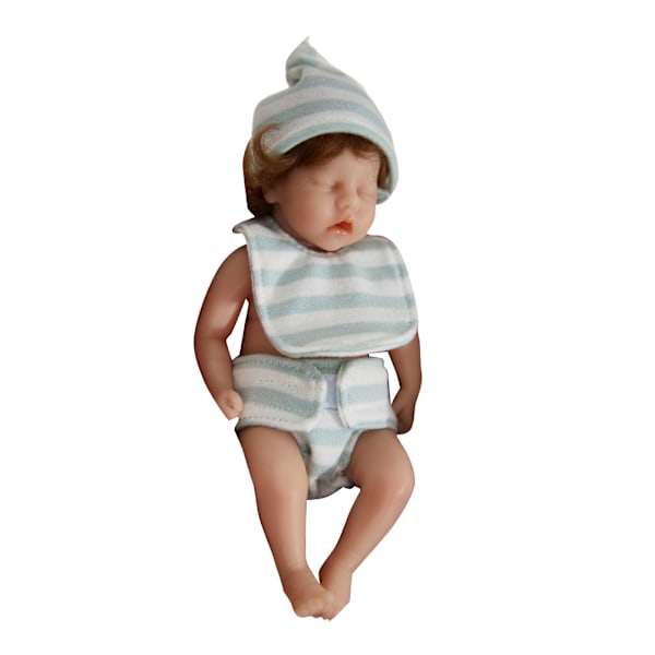 6-tums Mini Reborn Dolls Mjuk silikon babydocka Miniatyr Reborn bebisar med kläder naturtrogna babydockor