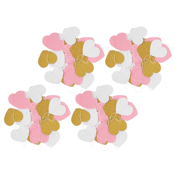 4 stk. Papirguirlande Hængende Dekoration Guirlande til Jubilæum Bryllup Valentinsdag (Hjerte 7,8 cm 3,1 tommer)