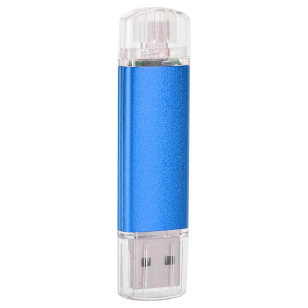 2 i 1 USB Flash Drive OTG USB2.0 U Disk Høj Kapacitet Datalagring Memory Stick Blå128GB