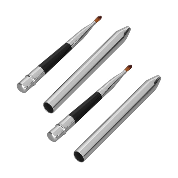 2 stk leppebørste Ergonomisk innfellbar tetningsdesign Liten lett å rengjøre Leppestiftbørste i aluminiumsrør med ett hode